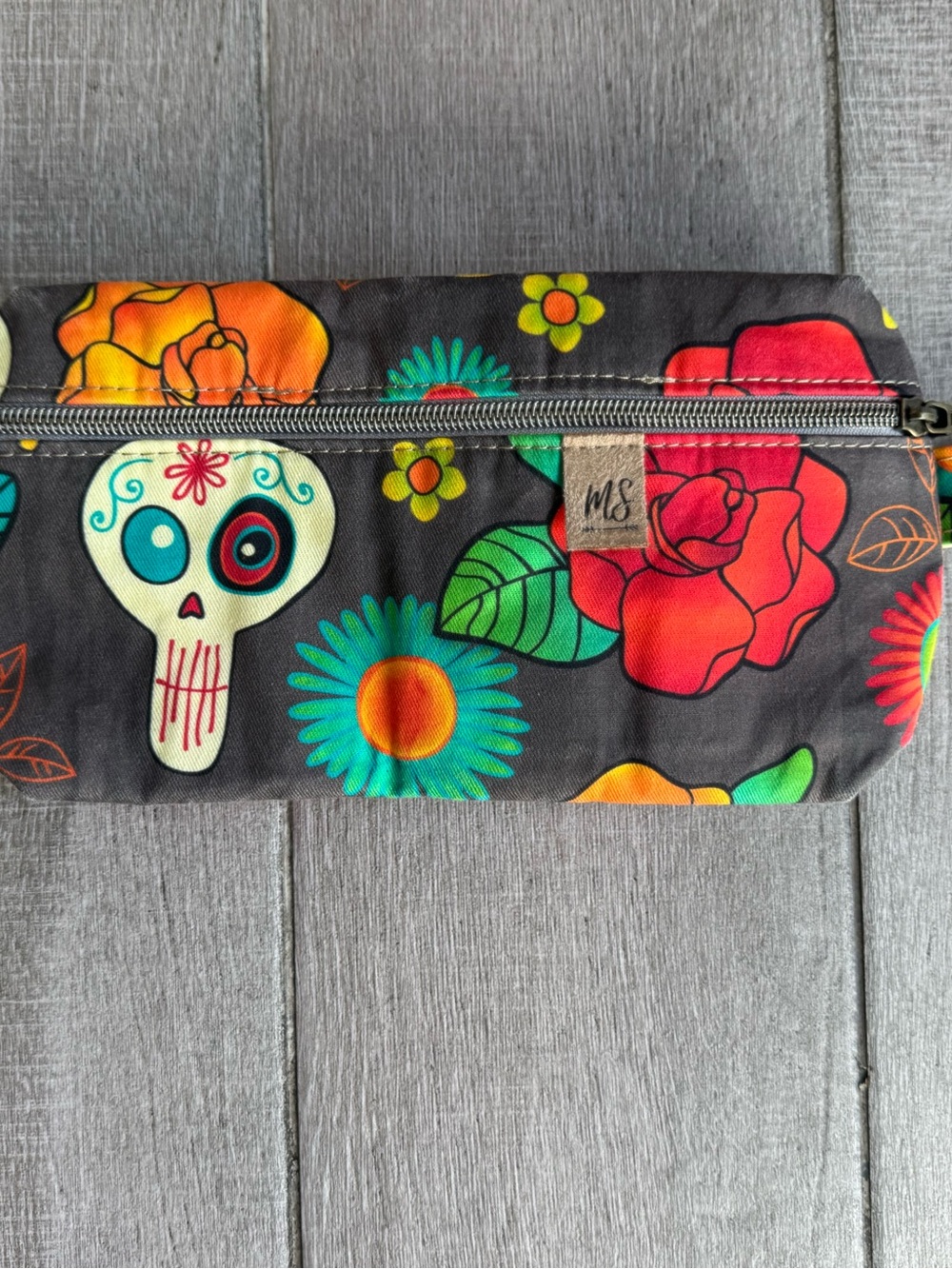 MS Colorful Sugar Skull Floral Crossbody Bag